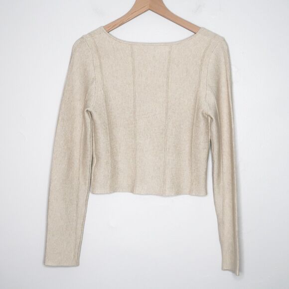 Jessica Simpson Sweater Crop Top‎ Small Beige Cream Thick Comfy Neutrals Classic - Picture 2 of 9